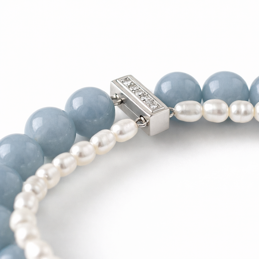 Pearl Mission Serene Blue Double Chain Bracelet