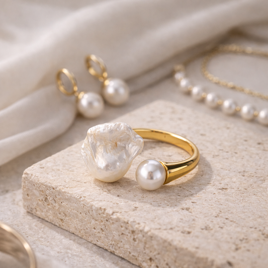 Pearl Mission Large Baroque Open Ring