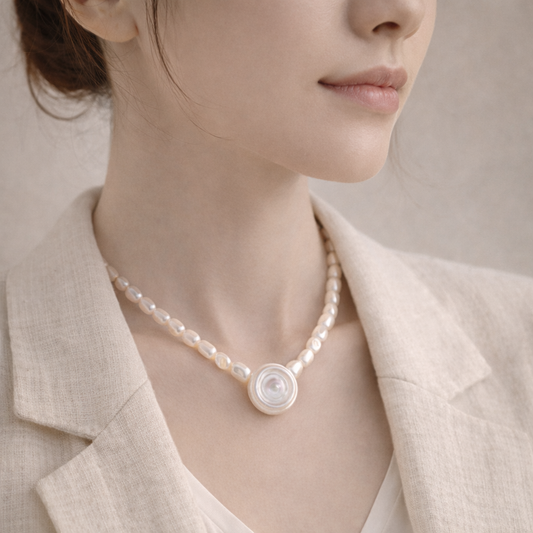 Pearl Mission Vintage Roman Strand Necklace